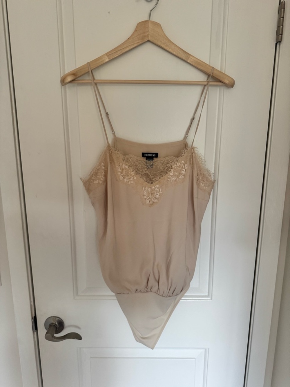Express Beige Lace Trim Slip Camisole